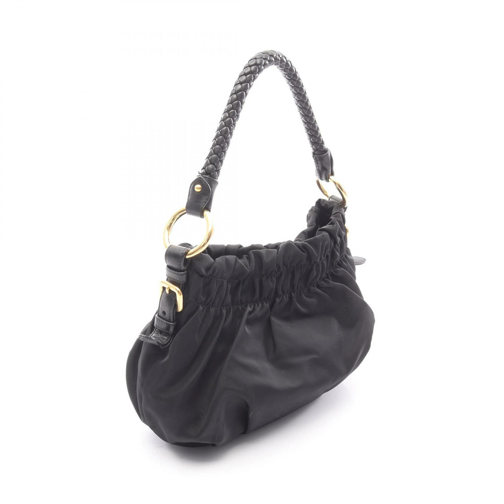 Prada TESSUTO BOW Shoulder Bag Leather Black - Picture 2 of 8